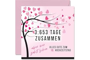 ‎STUFF4 Stuff4 10th Wedding Anniversary Card Love - 3653 Days Together - 10 Anniversary Card Wedding Anniversary Gifts for My Husband My Wife 145 mm Funny Greeting Cards