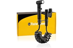 REIWOSEE Grifo Bidet Para Wc, Duchas Higienicas Para wc, Bidet Taps con Mangueras Telescópicas de 2 m y Pulverizador de Válvula de Doble Control, Para Lavado de Inodoros, Higiene Personal, Baño de Mascotas.