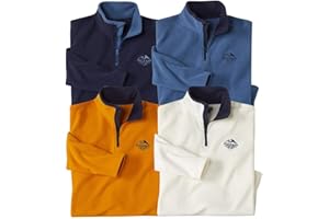 ATLAS FOR MEN - Set di 4 Maglioni in Micropile da Uomo - Leggeri e Morbidi - Perfetti per l'inverno - Disponibili in Taglie Grandi da M a 5XL