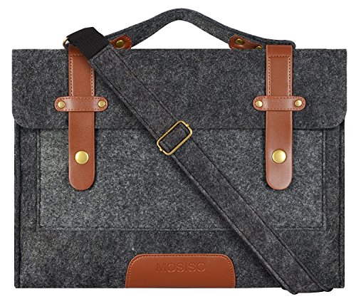 MOSISO Filz Sleeve Hülle Tasche mit Schulterriemen für 13-13.3 Zoll MacBook Air / MacBook Pro / Ultrabook, Schwarz