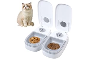 GMHLLES Automatic Cat Feeder Cat Feeder Automatic with Timer Cat Feeder Cat Food Dispenser Automatic Cat Feeder Wet Food Suitable for Cats and Small Dogs Suitable for Wet and Dry Food (Grey)