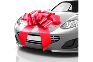 Mata1 - Huge Car Bow - Red, 30 inch - Big Gift Wrapping Bow for Large Gift Decoration - Giant Indoor/Outdoor Bow with 2 Ribbon Tails and 2 Suction Cups (No Magnets that Scratch)
