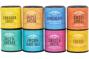 Popcorn Shed Popcorn Seasonings (8 Flavours) - Sweet and Savoury Popcorn Flavouring Variety Pack, Easy & Low Calorie Snack, Perfect for Parties, Movie Nights & Gifting