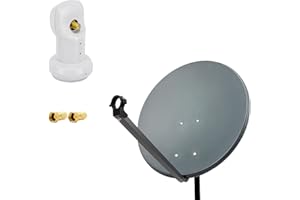 PremiumX Satelliten-Komplettanlage 80cm Satellitenschüssel Anthrazit TV Satellitenantenne SAT Single LNB 2X F-Stecker