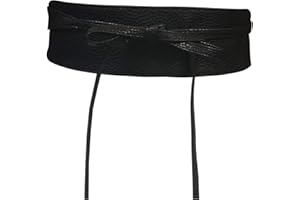 Live It Style It Cinturón Obi de mujer Banda de cintura ancha de encaje Cincha de cuero sintético Ate una talla Boho