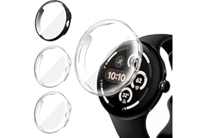 iVoler 3 sztuki etui z folią ochronną do Google Pixel Watch 3 45 mm (2024) (nie pasuje do Pixel Watch 3 41 mm), pełne pokrycie, odporne na uderzenia, miękkie etui ochronne z tworzywa TPU, 2