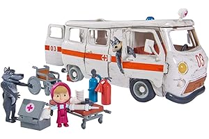 Simba - Masha et Michka - Playset Ambulance - 2 Figuras de Lobo + 1 Figura Articulada Masha - Muchos Accesorios - 109309863