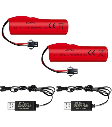 4 Batterie Ricaricabili Li-ion 18650 3.7V 1200mAh Con Cavi USB SM-2P - Pile Agli Ioni Di Litio Per Giocattoli RC, Lampade, Ventole, Senza Effetto Memoria