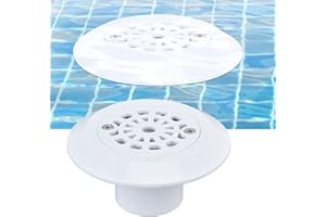 MOKERNALI Pool Bodenablauf, Pool-Hauptablauf, Pool Ablauf, Kunststoff-Poolwasserablauf, 10,3x5,4 cm, mit Einem Anti-Blockier-Gitter, Pool Wasserablauf Weißer, für Schwimmbäder, Thermalquellen, Spas