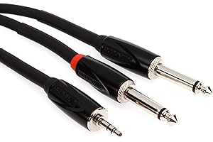 Roland Black Serie kabel łączący insert/rozdzielacz – 3,5-mm-TRS- na 2 x 6,3 mm, długość: 4,5 m – RCC-15-3528V2