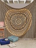 Magical Thinking Original Gold And Black Ombre Tapestry By RawyalCrafts Mandala Hippie Tapestry, Hippie Wall Hanging Tapestries, Bohemian Tapestries, Queen Mandala Home Decor By Monika Enterprises