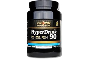 Crown Sport Nutrition HyperDrink 90, Bebida con 90 gramos de carbohidratos en 500 ml y un plus de sodio. Con Maltodextrina y Fructosa en ratio 1:0,8 y sal marina (Bote con 16 tomas)