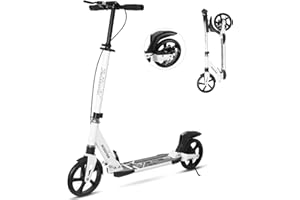 Nattork Scooter for Adults and Teens- Adjustable Height Folding Kick Scooter Large Sturdy Wheels for a Smooth Ride, Lightweight, Commuter Adult Scooters with Hand Brake,Shock Absorption