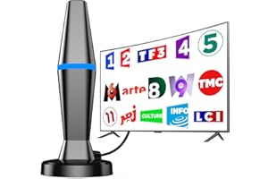 DGUPSP Antenne TV Intérieure Puissante TNT HD, Antenne TV Intérieur avec Amplificateur de Signal à Gain Élevé, Réception Longue Portée à 360°, Convient aux 1080P 4K VHF UHF Chaînes Télévision Gratuites