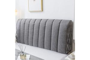 CHENGH Headboard Cover Bed Head Slipcover Protector With Stretch Side And Pocket All-inclusive Dustproof Cotton Cover For Twin Queen King Headboard Bedroom Decoration,Grey-150cm