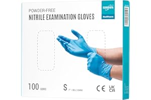 EUROPAPA® Lot de 100 gants jetables en nitrile sans poudre, sans latex, non stériles, sans latex, non stériles, sans latex, gloves disposibles (S, bleu)
