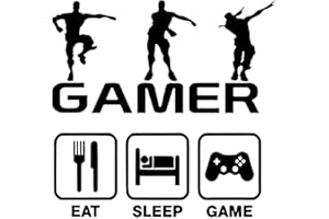 Cosswe - Adesivi da parete per giocatori, 2 pezzi, per giocare a mangiare e dormire, decorazione artistica da parete per bambini e ragazzi, camera da letto, sala giochi