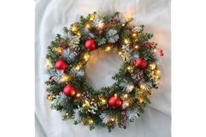 JIAJIAYI 40cm großer Weihnachtskranz,40cm Weihnachtskranz Künstlicher Türkranz, Weihnachten Adventskranz,Weihnachten Kränze für Kamin, Haustür,Wand-Fenster(Enthält Nicht die Lichtkette