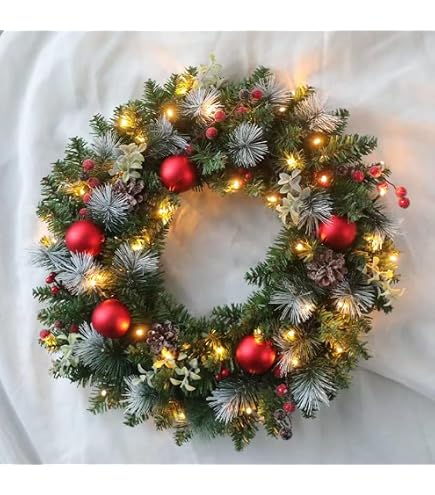 Tannenkranz Mit LED-Lichtern, Adventskranz Künstli Produktbild-Vorschau 7