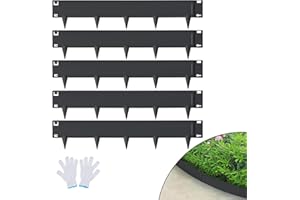 VEVOR Steel Landscape Edging, 5-pack Steel Garden Edging Borders, 39" L x 4" H Strips, Hammer-in Edging Border, Bendable Metal Landscape Edging for Yard, Garden, Lawn, 3.15" Spike Height, Black