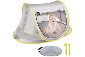 LES-THERESA Baby Beach Tent Pop Up Uv Protection Upf 50+ Pop Up Sun Shade Toddler, Beach Sun Shade Easy Set Up Umbrella Baby For Traveling, Hiking, Camping, Fishing (Grey-L)