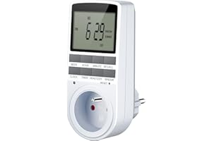 WOTHFAV Prise Programmable, Programmateur Prise Électrique et Digitale, Minuterie Prise Numérique avec Grand LCD écran, 10 Programmes Journaliers Hebdomadaires avec Mode Aléatoire Antivol, Maxi 3680W