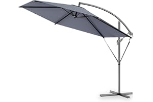 Kingsleeve® Parasol de jardin extérieur en aluminium Parasol déporté inclinable Ø300cm ou Ø330cm avec manivelle Protection UV
