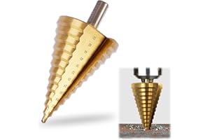 Forhandy Broca Escalonada Ø 4-52 mm Broca Conica HSS Broca Conica Escalonada con Vástago de 12 mm Ideal para Madera y Plástico, 13 Escalones