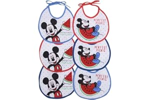 Ellepi Bavaglini Neonato Disney 6 Pezzi con Lacci | Minnie e Topolino | 100% Cotone con Retro Impermeabile