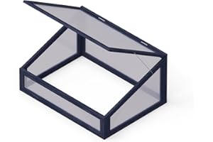 Upyard Holz Frühbeet - Gewächshaus für Hochbeet 80x60 cm mit verschließbarem Deckel - klein Treibhaus aus Massivholz und UV-geschützem Polycarbonat, Frühbeetaufsatz 80x60x40, Schwarz