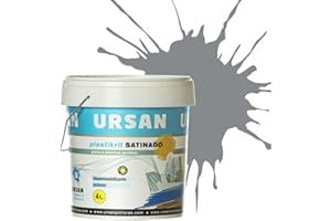 U URSAN - Plastikril Satinado Pintura Exterior Satinada - Pintura Impermeabilizante - Indicada para Fachadas con Alta Resistencia a Agentes Atmosféricos - GRIS CLARO 4L