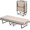 Giantex Letto Pieghevole Con Materasso Memory Foam 10,2 Cm | Letto Per Ospiti Portatile Con Ruote | Struttura In Acciaio 120 Kg | 80x190 Cm - 2