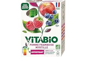 VITABIO - Gourdes Pomme Framboise Myrtille - ANTIOXYDANT - 4x100g - BIO