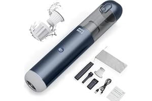 Minthouz Aspirabriciole Senza Fili Auto, 17000Pa Mini Aspirapolvere Portatile e a Carica Rapida con 120W ad Alta Potenza, Aspiratore Auto Potente 3 In 1 con cavo Type-C e luce LED/SOS per auto/casa