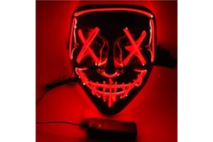 SOUTHSKY LED Mascara Mascarilla negra Disfraz de Luces Neon Brillante 3 Modos For Chrismas Halloween Carnaval Costume Cosplay Party