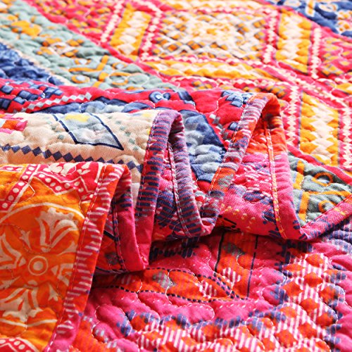 Exclusivo Mezcla Reversible 125 x 150 cm Baumwolle Modischer Bohemian-Stil Steppdecke Kuscheldecke Sofaüberwurf Tagesdecke Wohndecke Sofa Bett Decke (Typ 3) - 4