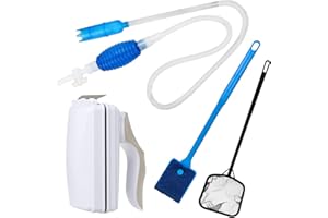 Moendergo Set Limpiador Sifónico de Grava y Raspador de Algas para Pecera, Limpiador Sifónico de Grava para Acuario con Cepillo, Bomba sifónica Manual para Limpiar peceras