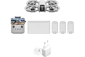 DJI Neo Combo Fly More con accessori, mini drone con fotocamera UHD 4K, 135g drone che vola da solo e ti segue, decollo dalla mano, tracciamento IA del soggetto, QuickShot, con RC-N3 e 3 batterie