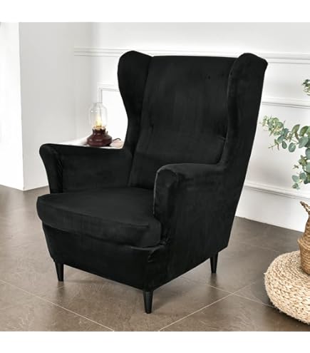 Wing Chair Cover Set, inclusief 2-delige stretch Wingback stoel hoes en poef hoes, verwijderbare machinewasbare fauteuil stoel hoes voor woonkamer (Color : #33