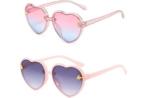 Hifot 2 Pezzi Occhiali da Sole per Bambina Ragazza,Occhiali a Cuore UV400 Raggi Ultravioletti per Occhiali da Sole Divertenti Bicchieri da Festa per Bambino età 3-12