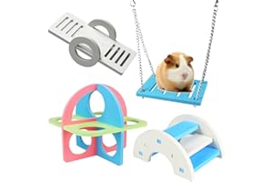 ZYOMVUN Lot de 4 jouets pour hamster, Maison arc-en-ciel, Jouets de Hamster Maison Arc-en-Ciel Jouet d'Entraînement Cage balançoire, Fournitures pour Animaux De Compagnie, Accessoires pour Hamster