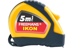FREEMANS IKON 5m:19mm Steel Inchi Measuring Tape - 5m (Yellow & Black) With Unbreakable ABS case || Soft Grip Bi-material Cas