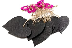 Healifty Lot de 10 mini ardoises suspendues en bois pour message (cœur rose)