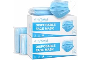 Flourish Disposable 3 Layer Face Masks x 100 – Face Coverings with Ear Loops, Adjustable Nose Clip, UK Stock