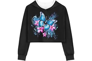 Showudesigns Haut court pour filles de 5 à 14 ans, sweat à capuche à manches longues