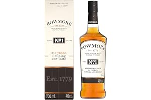 Bowmore N°1 Islay Single Malt Scotch avec étui, Whisky Écossais 40 Pour cent - 700 ml