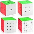 Authfort Speed Cube Set, Aitey Moyu Cube Bundle MF2S 2x2 3x3 4x4 5x5 Stickerless Magic Cube Puzzle Toys for Kids Gift Box (4 Pack) (4 Pieces)