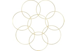 ‎SNTIEECR Sntieecr 8 Stück Gold Metall Floral Ring Reifen, Gold Metall Floral Reifen Kranz für die Herstellung Hochzeit Kranz Dekor, Traumfänger und Makramee Weihnachten Wandbehang Handwerk (20 cm)