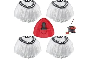 GOUDAN TLBB Confezione Da 4 Testine Di Ricambio Per Vileda Mocio Rotante, Ricariche Per Mocio In Microfibra Compatibili Con Mocio a Rotazione Triangolare, Con 1 Base Rotante Per La Pulizia Del Pavimento