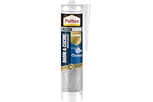 Pattex Bagni&Cucine Rapido Trasparente, Silicone trasparente sigillante ad asciugatura rapida, Sigillante bagno impermeabile, Sigillante antimuffa in cartuccia, 1x300ml
